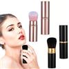 Grevosea Confezione da 2 pennelli retrattili Kabuki per fard, con coperchio, estensibile, per fondotinta, crema liquida, correttore, fard, trucco (oro, nero)