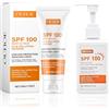 HANGGON 2 Pezzi Crema Solare SPF 100, 150ml +50g Protezione Solare 100 SPF Viso, Una CremaSolare Idratante, Non Grasso, Forte Protezione UVA/UVB, per Corpo e Viso Difesa