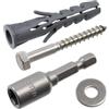 AERZETIX - Kit di 25 tasselli a colletto Ø8x40 mm in nylon + 25 viti tirafondi Ø5x40 mm in acciaio inossidabile A2 + 25 rondelle larghe A2 per bullone M5 + 1 bussola a brugola 1/4 SW8