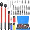 Sxnmmweu Set Chiavi Dinamometriche 33 Pezzi - 1/4 3/8 1/2, 2-230 Nm, Acciaio Cr-V, Precisione ±3%, 72 Denti, Doppia Scala - Incl. Adattatori, Dadi, Prolunghe - per Auto, Moto, Bici, Camion
