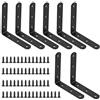 Glarks Kit di 63 staffe angolari nere a L, 100 x 100 x 3 mm, include 8 staffe ad angolo retto in acciaio inossidabile, 55 viti M4 x 20 mm, staffe angolari a L per mobili in legno, telaio del letto