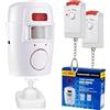Home Markt24 Sistema di allarme di rilevamento del movimento wireless per la sicurezza domestica, alimentato a batteria per interni ed esterni, con 2 telecomandi, ideale per la protezione di casa, garage e