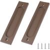 MOROBOR Maniglie rettangolari da incasso per porte scorrevoli, 2 pezzi, color caffè marrone caffè in lega di alluminio, maniglie per porte scorrevoli per armadi, con viti di montaggio (148 mm)