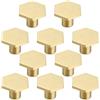 Wuudi 10 Pezzi Maniglia a Forma di Esagonale, Manopola in Ottone con Viti, Maniglie per Mobili Armadio Cassetto, Oro
