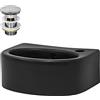 ML DESIGN modern living ML-Design Lavabo da Appoggio in Ceramica 33,5x25,5x13 cm Nero Opaco incl. Piletta di Scarico per Lavandino con Troppopieno Lavello per Bagno Set Drenaggio Acciaio Inox Montaggio del Rubinetto a Destra