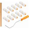 PETERMALLON 10 rotoli di pittura a rullo per pittura a parete interna piccolo rullo pittura 10 cm con 1 manico 1 bastone in legno per miscelare decorazione domestica pittura fai da te