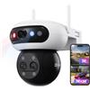 EZVIZ C90f Telecamera WiFi Esterno Tripla Lente 3K, Zoom Ibrido 12x, Riconoscimento Facciale Locale, Tracciamento AI, Visione Notturna a Colori, WiFi 6, Allarme con Sirena e Flash, Audio Bidirezionale