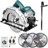 VOBOR 1200W Sega Circolare per Legno 5200 RPM, Profondità di Taglio 60mm(90°), 45mm(45°), 3 Lame (185mm, 24T+ 40T+ 60T), Inclusa Guida di Rip, per Tagliare il Legno