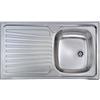 Yellowshop - MONDIAL 3 Lavello incasso acciaio inox con piano appoggio a sx o dx cm 86x50 con sifone e piletta (Piano appoggio Sx)