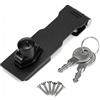 QWORK® - Lucchetto Hasp, Chiusure Hasp, Serratura a Chiave con viti, per porte, finestre, cassetti, armadi, 4 / 10cm, Nero, 1 pezzi