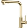 FORIOUS Rubinetto Lavello Cucina, Miscelatore Cucina con Doccetta Estraibile, 2 Tipi di getto e Girevole a 360°, A forma di L Acciaio Inox Maniglia Singola Rubinetto Miscelatore, Oro Spazzolato
