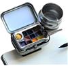 Faticenic Set di colori ad acquerello da viaggio, 10 griglie Mini tavolozza per acquerelli vuota con clip magnetica e brocca per rondella penna, Set di acquerelli portatile, Mini tavolozza, vernice
