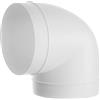 Repa Market Gomito in plastica per collegare tubi, condotti o tubi, diritto o flessibile, connettore di ventilazione tubo rotondo - a 90 gradi - 125 mm