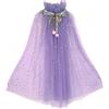 Proumhang Capo Principessa per Ragazze,Mantello Principessa Colorato,Paillettes Scintillanti Tulle Principessa Fancy Dress,Halloween Carnevale Mantello Viola L