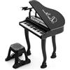 KOMFOTTEU Set di pianoforte per bambini, 37 tasti, pianoforte elettronico con microfono e sgabello, tastiera per pianoforte elettronica con 8 effetti di percussione e stili di accompagnamento