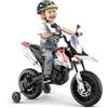 GYMAX Moto Elettrica 12V, Moto per Bambini con 2 Ruote di Supporto, Faro, Musica per Bambini 3-8 Anni, Veicolo per Bambini con Doppio Motore e Ammortizzatori, 5,5-6 km/h (Nero-Bianco)