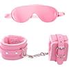 binxliuxo 2PCS Pu Pelle Benda Sonno Occhio Maschera e Peluche Manette Regolabili Polsini alla Caviglia Morbidi Bracciali da Polso per Coppie Rosa.