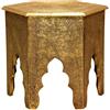 Casa Moro | Tavolino Orientale Targa Altezza 46 x Ø 46 cm Tavolo in legno completo di intarsi in ottone rivestito in look oro antico | Artigianato Puro | MA77-345