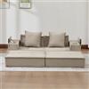 MAMAINI Divano letto a 2 posti, moderno, comodo, in tessuto, due cuscini, poggiapiedi con vano portaoggetti laterale e portabevande, elegante e decorativo, colore cachi