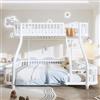 Lekvvied Letto a castello 90 x 200 cm e 140 x 200 cm, struttura in ferro, sponda di sicurezza, scaletta, senza materasso (Bianco, 140 x 200 cm)