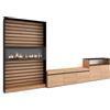 Skraut Home | Mobile Soggiorno TV | Parete Attrezzata Soggiorno | 360x186x35cm | Per TV fino a 65 | Camino elettrico | Stile moderno | Rovere e nero