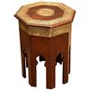 Casa Moro | Tavolino Orientale Meena H 52 Ø 40 cm in legno massello decorato con ottone ottagonale | Tavolino da caffè fatto a mano Tavolino Vintage Sofa Table | MA79-25