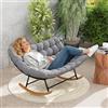 GIANTEX Sedia a dondolo per 2 persone, poltrona allattamento imbottita, cuscino spesso, schienale ergonomico, telaio in metallo, poltrona papasan per soggiorno, balcone e giardino, carico 320 kg