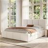 Moimhear Letto matrimoniale, beige, letto con rete a doghe, testiera imbottita, senza materasso (Bouclé, 180 x 200 cm)