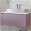KAMALU Mobile bagno 80cm sospeso con piano da appoggio in resina bianca SP-80B