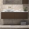 KAMALU Mobile bagno sospeso 155 cm con piano da appoggio in solid surface bianco e doppio cassetto SP-155