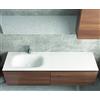 KAMALU Mobile bagno sospeso 155 cm con lavabo in solid surface bianco e doppio cassetto SP-155C