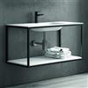 KAMALU Mobile bagno sospeso 100 cm stile industrial con struttura metallica SOP-100