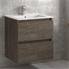 KAMALU Mobile bagno sospeso 60 cm con lavabo integrato e 2 cassetti TOD-60L
