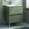 KAMALU Mobile bagno a terra 60 cm con lavabo e 2 cassetti scorrevoli TOD-60LP