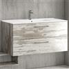 KAMALU Mobile bagno sospeso da 100cm con lavabo incasso in ceramica EL-100B