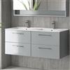KAMALU Mobile bagno da 120cm con doppio lavabo e 4 cassetti EL-120L