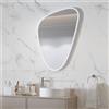 KAMALU Specchio bagno led 65x100 cm forma a goccia cornice bianca | KAM-EL6500B