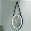 KAMALU Specchio bagno led rotondo Ø50 cm con laccio colore nero KANA-50