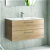 KAMALU Mobile bagno 90 cm lavabo incasso e due cassetti NEL-90