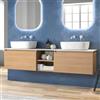 KAMALU Mobile bagno sospeso 175 cm con piano bianco due cassetti e vano a giorno SP-175SS