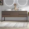 KAMALU Mobile bagno a terra 180 cm con piano bianco solid surface e 5 cassetti SP-180SS5