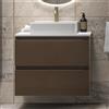 KAMALU Mobile bagno sospeso 80 cm con due cassetti e piano bianco solid surface TOD-80SS
