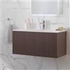 KAMALU Mobile bagno sospeso 80cm effetto cannettato con lavabo incasso KDS-80L