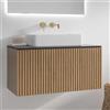 KAMALU Mobile bagno sospeso 80cm rovere effetto cannettato KDS-80P
