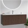 KAMALU Mobile bagno sospeso 100cm effetto cannettato con lavabo incasso KDS-100L
