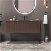 KAMALU Mobile bagno sospeso 120cm rovere effetto cannettato con lavabo nero KDS-120L