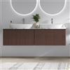 KAMALU Mobile bagno sospeso 160cm cannettato piano bianco KDS-160P