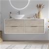 KAMALU Mobile bagno 135cm bicolore con 4 cassetti scorrevoli SPR-135D