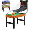 SPORTNOW tavolo multigioco 5-in-1, 53 pezzi di accessori, calcio balilla, hockey da tavolo, ping-pong, biliardo, basket, noce | Aosom Italy