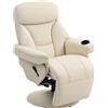 HOMCOM Poltrona relax reclinabile con tasca laterale e portabicchiere, Crema | Aosom Italy